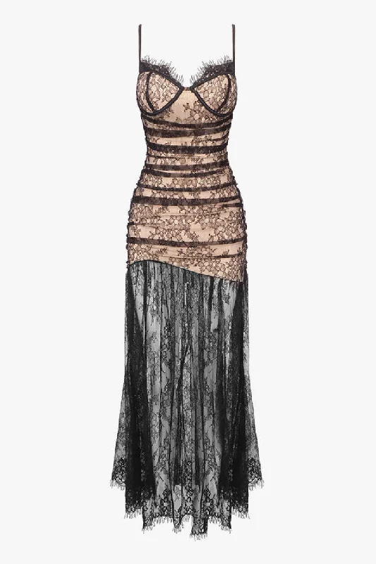 Empire DressSexy Eyelash Bustier Sleeveless Ruched Floral Lace Split Evening Maxi Dress Empire DressSexy Eyelash Bustier Sleeveless Ruched Floral Lace Split Evening Maxi Dress