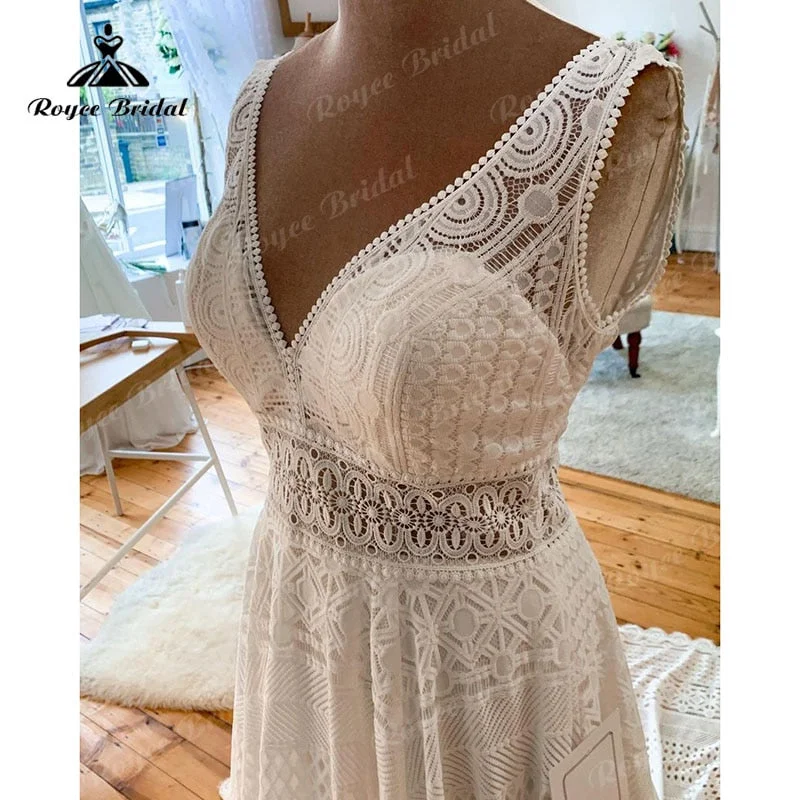 women's wrinkle-resistant dressesRoycebridal V Neck Sleeveless Full Lace A Line Boho Wedding Dress Backless 2025 Vintage vestido de novia sin espalda Wedding Gowns for Women women's wrinkle-resistant dressesRoycebridal V Neck Sleeveless Full Lace A Line Boho Wedding Dress Backless 2025 Vintage vestido de novia sin espalda Wedding Gowns for Women