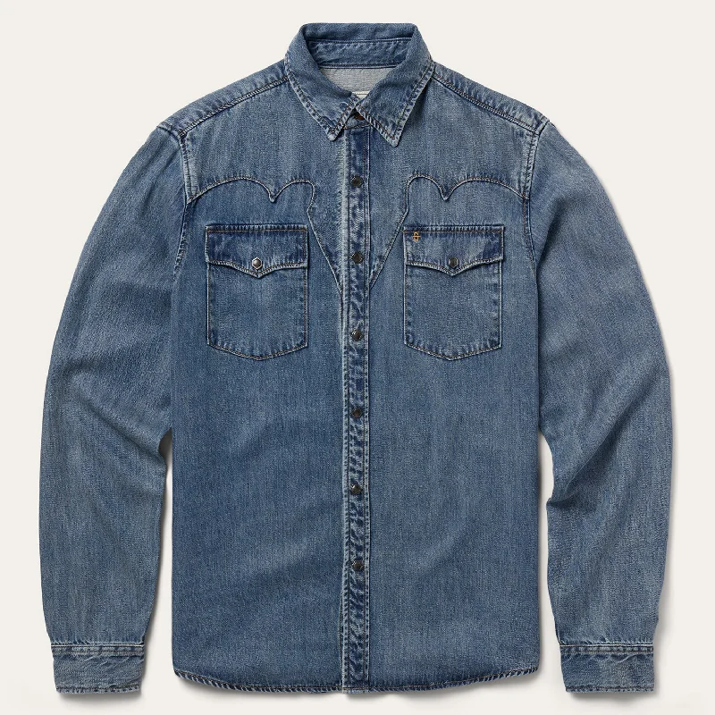 Modern Men's JeansRetro Denim Western Shirt