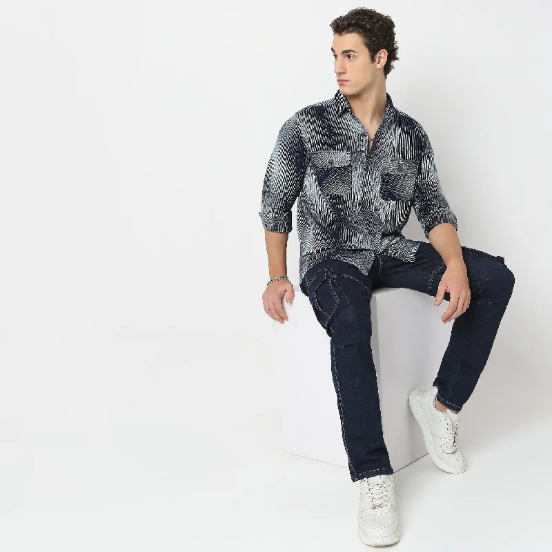 Men's Pants with Slant PocketsCruiser™ Authentic Indigo 3 Dimensional Pattern Regular Fit Shirt 2 Pocket Original Style Men's Pants with Slant PocketsCruiser™ Authentic Indigo 3 Dimensional Pattern Regular Fit Shirt 2 Pocket Original Style
