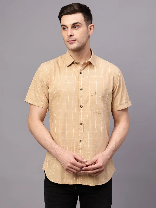 Men's Dress Pants for Special EventsMen's Beige Casual Medium Checks Half sleeve Shirt Men's Dress Pants for Special EventsMen's Beige Casual Medium Checks Half sleeve Shirt