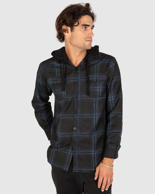 Breathable Men's Athletic ShortsUNIT Chester Mens Hooded Flannel Shirt