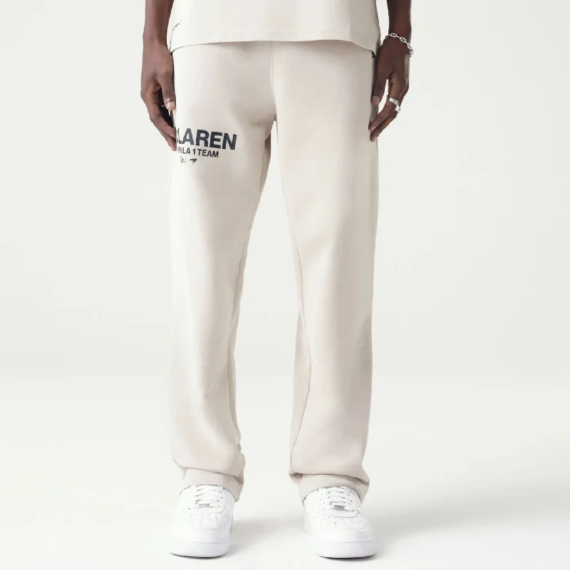Men's Pants with Cargo PocketsMcLaren Racing Washed Pack Cream Straight Leg Joggers