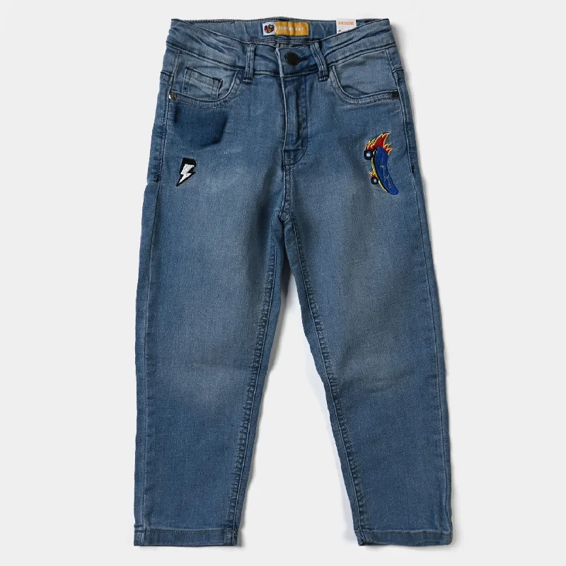 Men's Jeans with Embroidered LogosBoys Denim Pant Reverse -LT.Blue