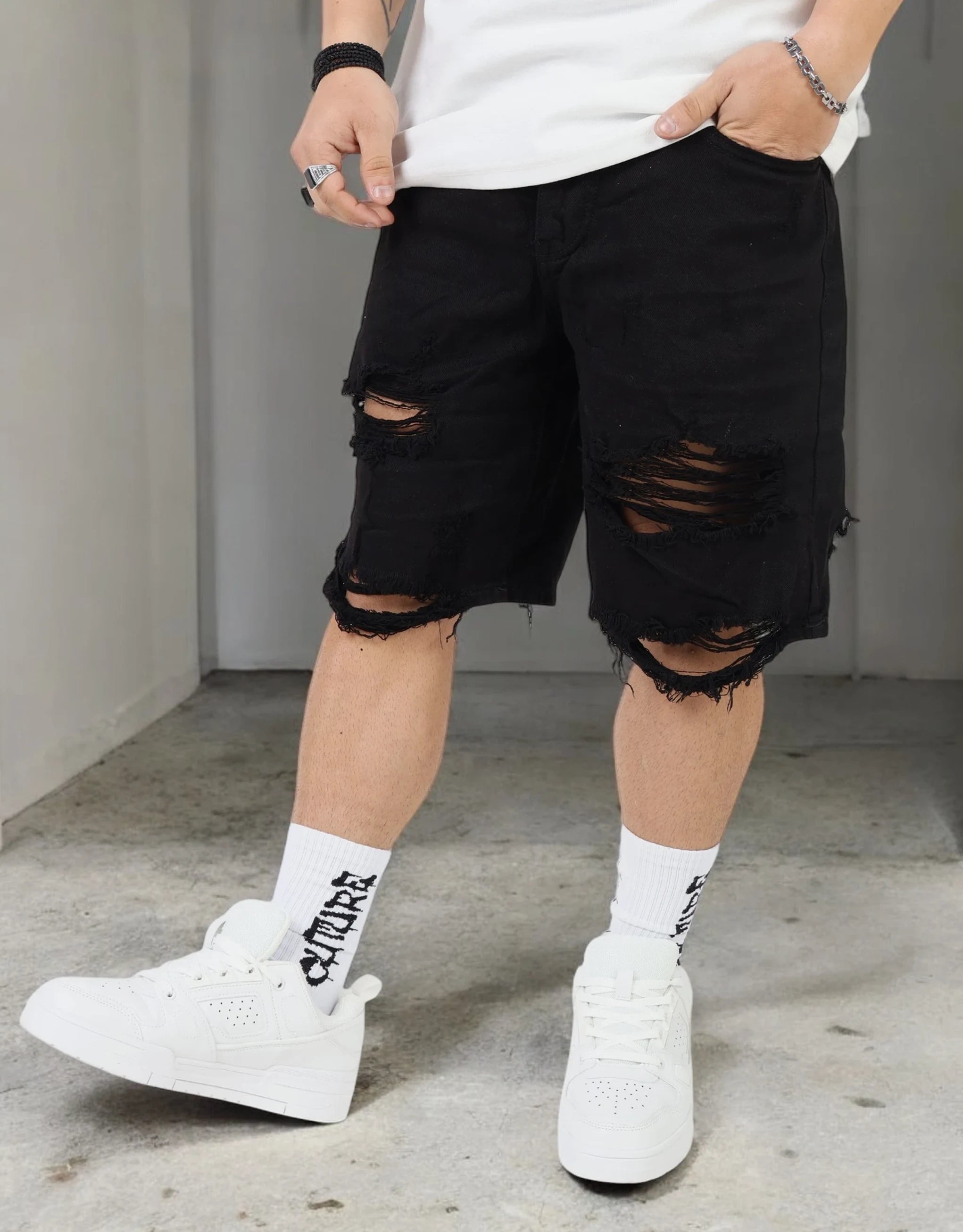 Men's Solid-Colored Pants for VersatilityDenim Short