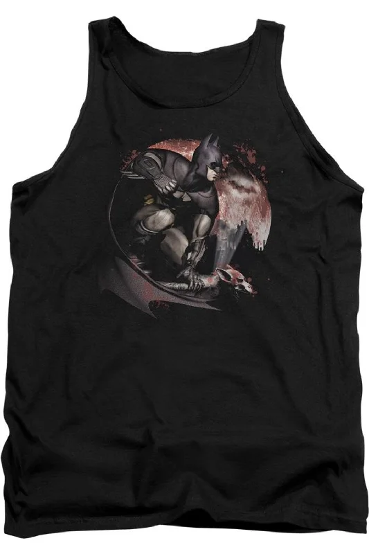 Men's Shirts with Rounded HemlinesBatman Arkham City Blood Moon Adult Tank Top