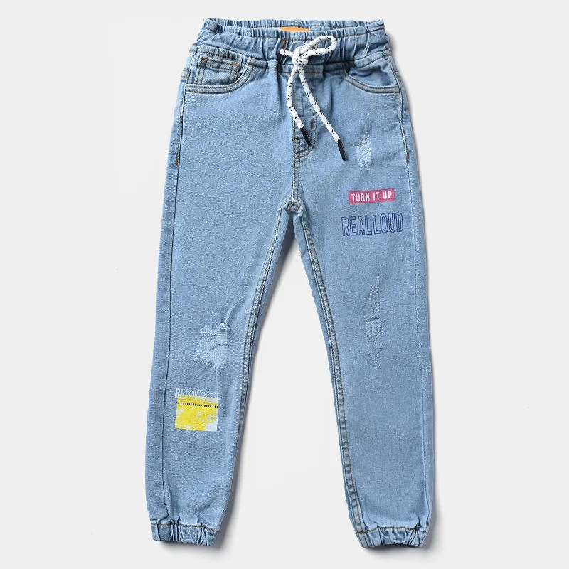 Men's Jeans with a Destroyed LookBoys Denim Stretch Pant Be Yourself-Ice Blue