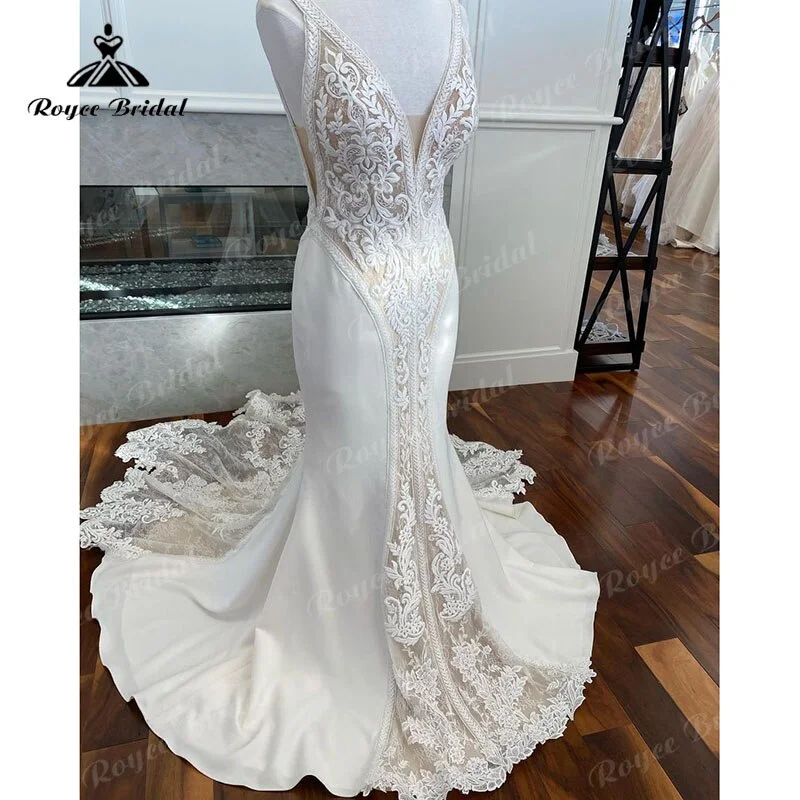Asymmetric DressRoycebridal Sexy Deep V Neck Lace Mermaid/Trumpet Wedding Dress Court Train Appliques 2025 Spaghetti Straps Vestidos De Novia Open Back Asymmetric DressRoycebridal Sexy Deep V Neck Lace Mermaid/Trumpet Wedding Dress Court Train Appliques 2025 Spaghetti Straps Vestidos De Novia Open Back
