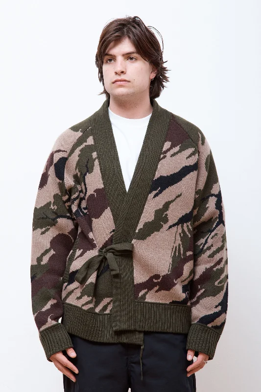 Men's Sweaters with Button-Down PlacketsCamo Knitted Kimono Woodland