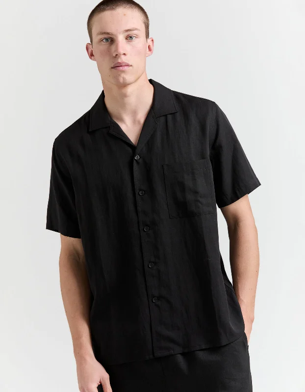 Comfortable Men's JoggersGrande Linen Blend Shirt - Black
