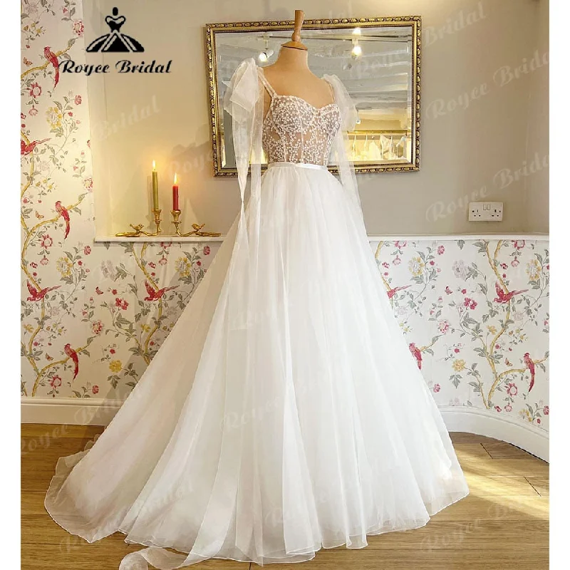 Laced-Up DressRoycebridal Modern Beach Princess Sweetheart Neckline Wedding Gowns for Women 2025 Bridal Dress Spaghetti Straps suknia slubna Laced-Up DressRoycebridal Modern Beach Princess Sweetheart Neckline Wedding Gowns for Women 2025 Bridal Dress Spaghetti Straps suknia slubna