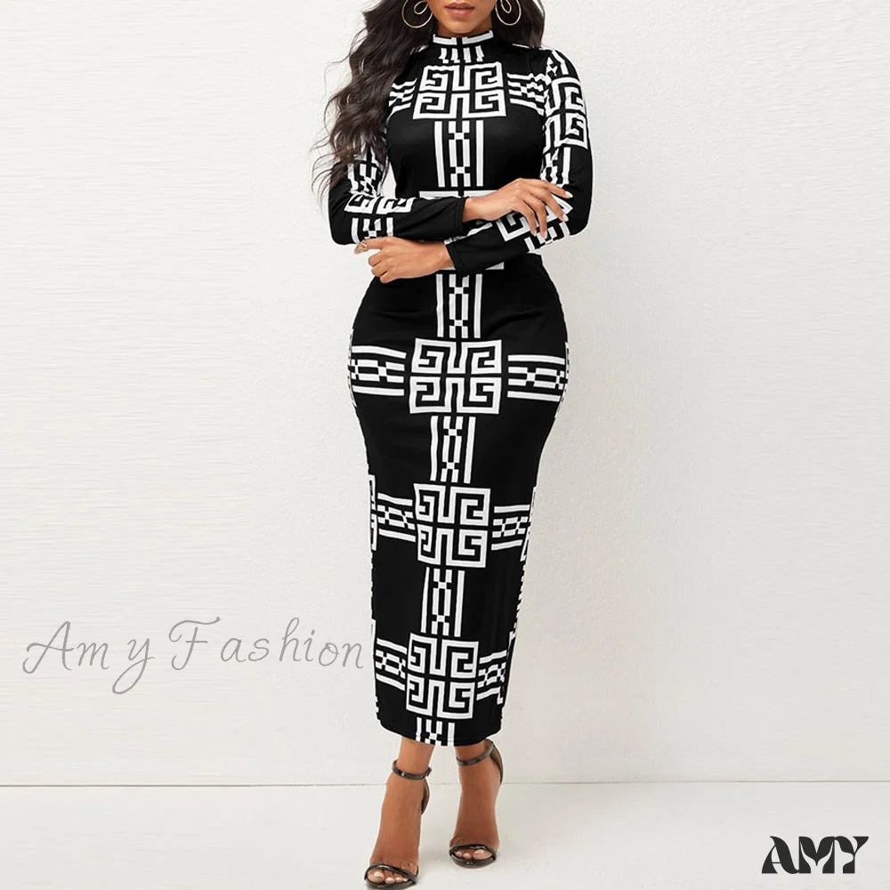 women's shift dressesAmy Fashion - Mock Neck Streetwear Party Festival Dresses
