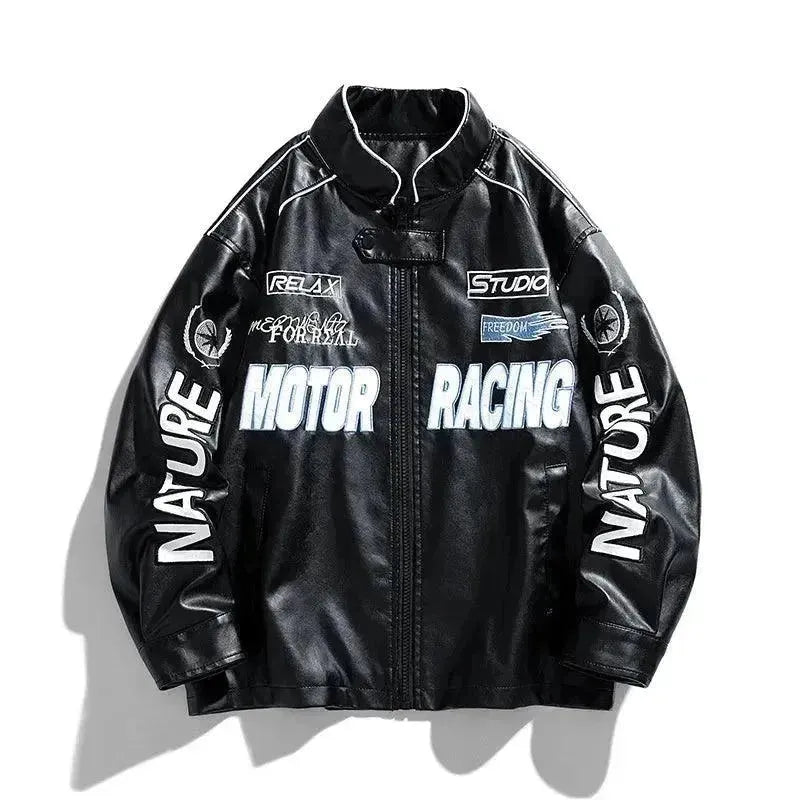 Men's Coats for LayeringMen's Casual Letter-Embroidered Leather Jacket