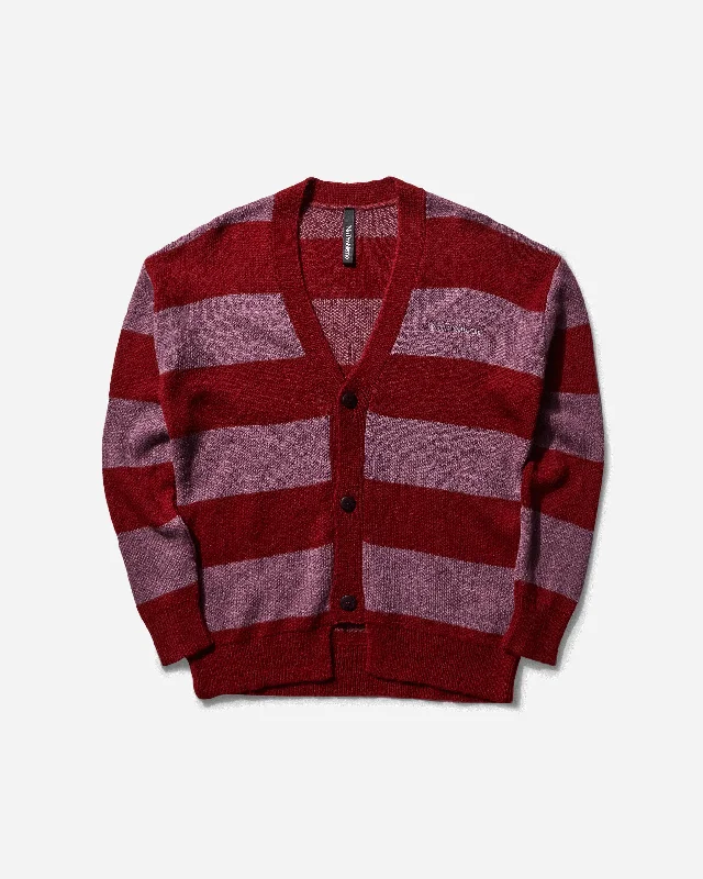 Men's Sweaters with Thumbholes in SleevesMen's Striped Mohair Oversized Cardigan Burgundy