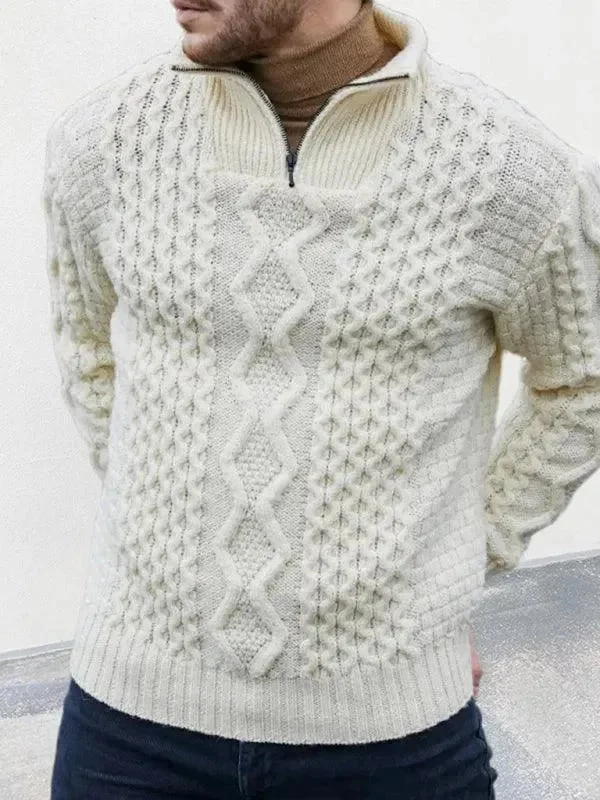 Casual Men's Pullover SweatersLong Sleeve Cable Turtleneck Men Sweater