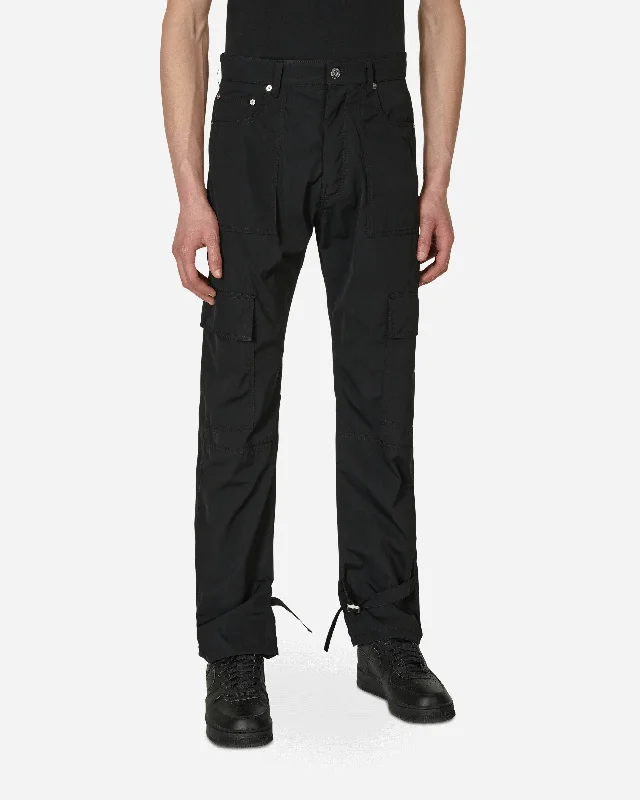 Wave Tag Nylon Cargo Pants Black