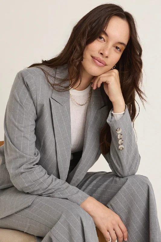 Officer Grey Pinstripe Double Breasted Blazer