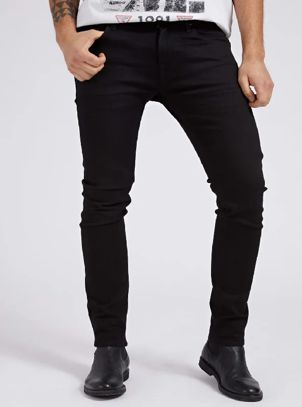 Men's Jeans in Unique PatternsChris Mid-Rise Super Skinny Denim Jeans in Black