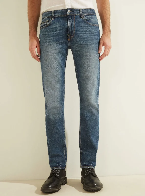 High-Waisted Men's JeansLow-Rise Slim Straight Denim Jeans in Stratus Blue Wash