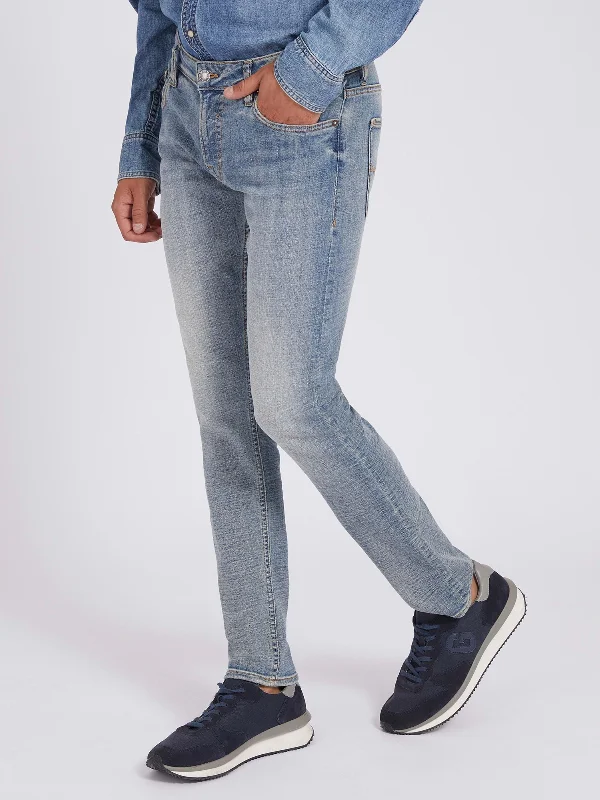 Men's Jeans with Functional PocketsLow-Rise Skinny Fit Miami Denim Jeans In Stream Wash Men's Jeans with Functional PocketsLow-Rise Skinny Fit Miami Denim Jeans In Stream Wash