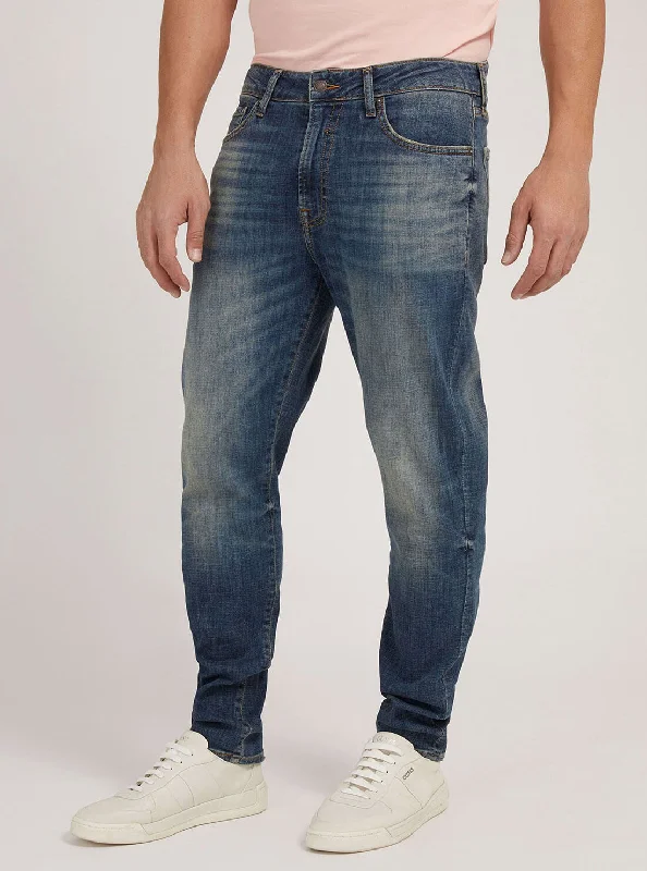 Baggy Men's JeansMid-Rise Regular Tapered Drake Denim Jeans in Reeno Wash