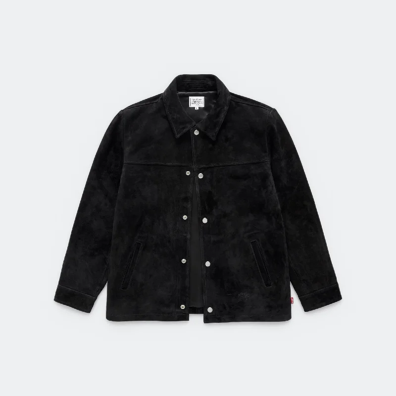 Men's Coats with Military InfluenceSuede Coach Jacket x JJJJound - Black