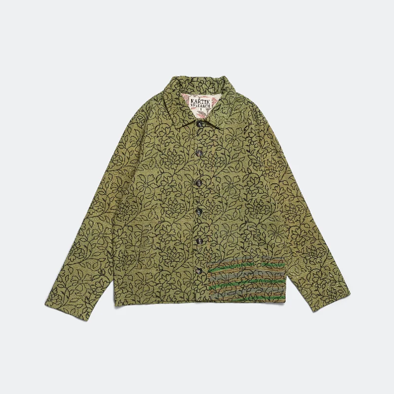 Men's Coats for Winter CampingVintage Kantha Jacket - Olive/Black Small