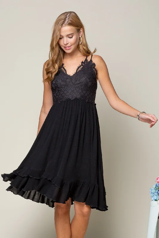 women's luxury dressesShort Crochet Front Merrow Edge Dress