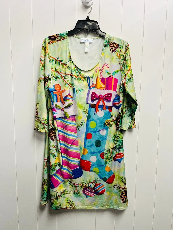 Chiffon DressDress Casual Short By ELLEN NEGLECY -  In Green, Size: Petite L