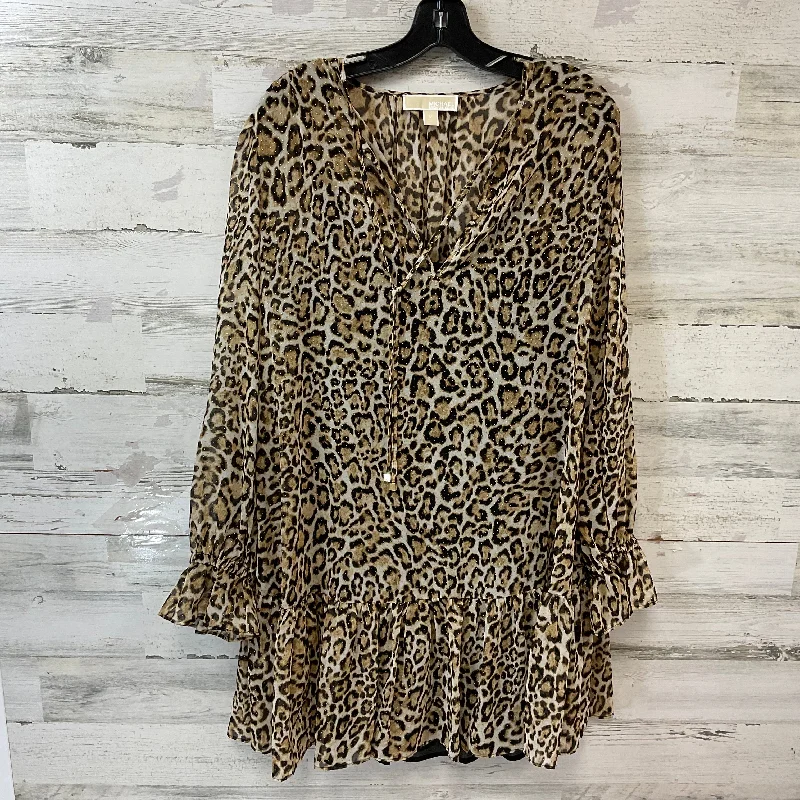 Long-Sleeve DressDress Casual Short By Michael By Michael Kors In Animal Print, Size: M