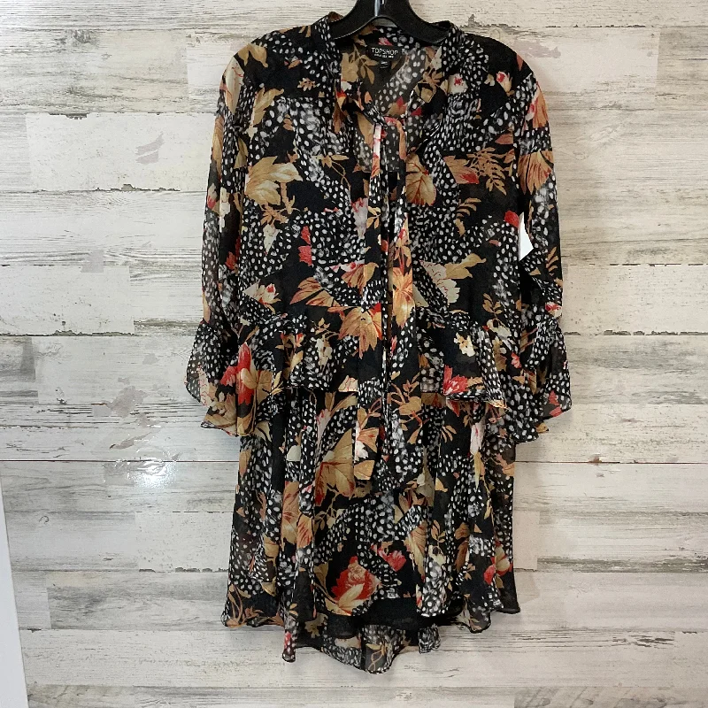 Knit DressDress Casual Short By Top Shop In Black & Tan, Size: Xs