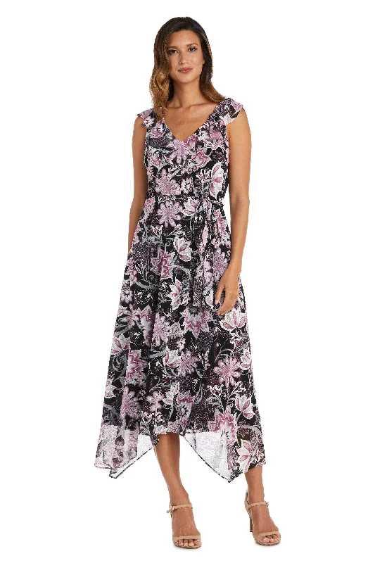 Chiffon DressR&M Richards 9254 High Low Floral Print Dress
