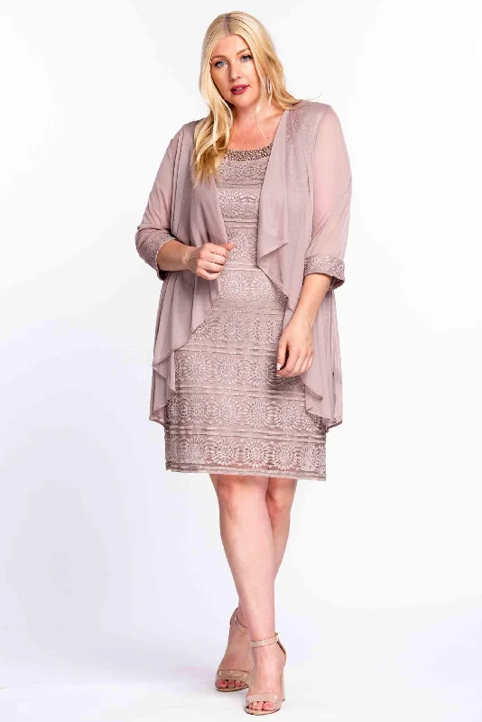women's off-the-shoulder dressesR&M Richards 5558W Short Plus Size Jacker Dress